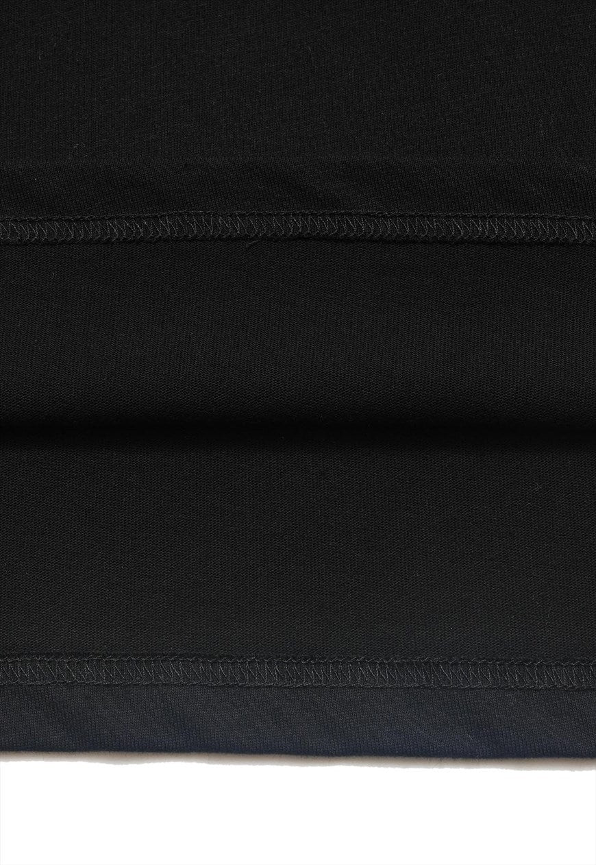 Star print t-shirt graffiti neckline tee grunge top in black