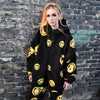 Emoji fleece jacket handmade 2 in 1 retro smile coat black