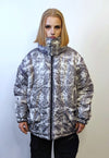 Thunder bomber reversible rave jacket detachable puffer grey