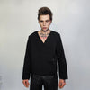 V neck Kimono jacket side button Gothic top high fashion asymmetric top grunge rocker jumper foldable sweatshirt in black