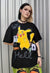 Pikachu tee Pokemon patched animal drop Korean t-shirt black