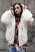 Reversible fleece MA-1 jacket faux fur hood bomber cream