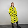 Star print fur coat yellow long heavy trench fluorescent psychedelic overcoat rave bomber festival geometric jacket custom going out peacoat