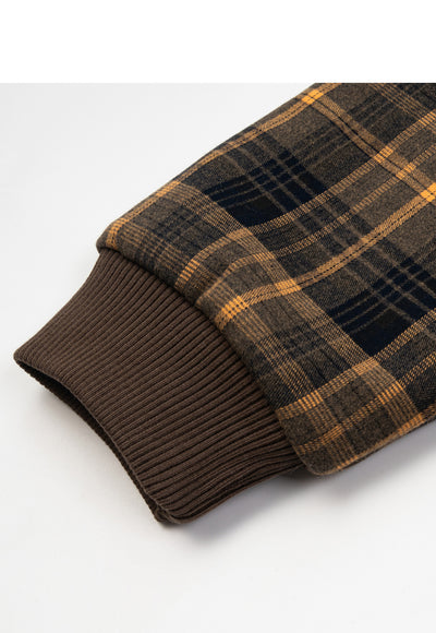 Brown check utility aviator jacket plaid preppy bomber