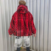 Luxury snake jacket faux fur python print bomber handmade fluffy catwalk fleece puffer premium grunge hooded coat in red black