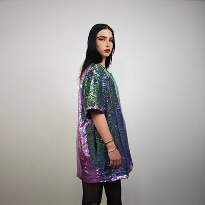 Purple sequin top colour changing t-shirt dress Eras pullover shiny luminous going jumper party pullover embellished lavender haze tee