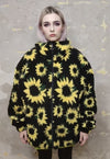 Sunflower fleece jacket handmade daisy floral padded jacket