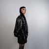 Snake print faux leather jacket cropped luxury bomber in python crocodile biker jacket in brown shiny PU leather rocker coat