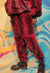 Snake fur joggers handmade luxury python fleece pants in red