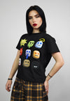 Psychedelic emoji cropped t-shirt slim fit unisex raver top