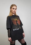 Bat print t-shirt Gothic tee creepy castle top vintage grey