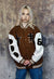 Emoji patch varsity jacket college baseball bomber brown