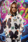 Butterfly hoodie handmade cartoon emoji pullover white