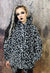 Leopard fleece jacket in grey animal print hooded bomber