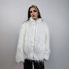 Shaggy faux fur jacket white long hair fluffy going out bomber party fleece fancy dress peacoat high fashion fuzzy Gothic coat rave puffer