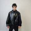 Faux leather aviator jacket PU rocker bomber grunge utility coat unisex premium biker jacket motorcycle coat in black