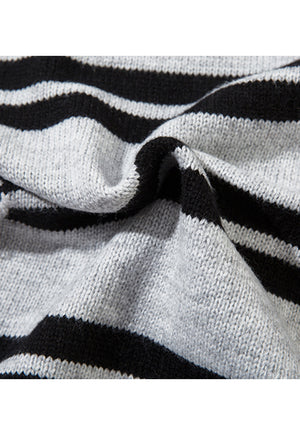 Horizontal stripe sweater ripped punk jumper Gothic top