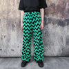 Festival stripe fleece joggers zebra pants handmade zigzag faux fur raver trousers premium party overalls in green black