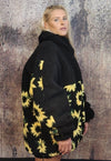 Sunflower fleece bomber handmade daisy floral sports jacket