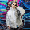 Transparent bomber see through cotton padded jacket in white