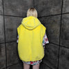 Yellow fleece jacket handmade detachable fluffy bomber fluorescent faux fur premium raver coat in bright neon yellow