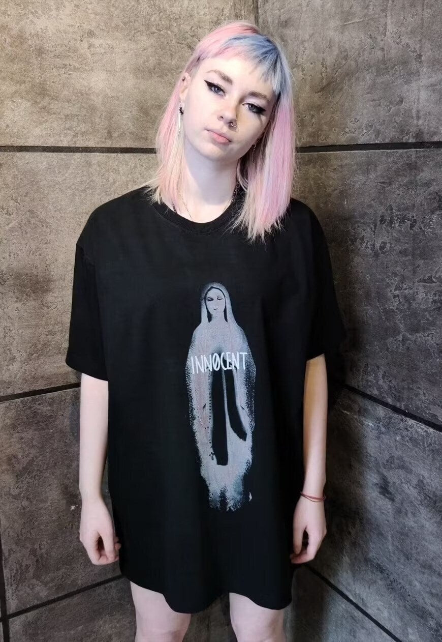 Virgin Mary Gothic t-shirt religion top graffiti grunge tee