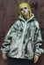 Rough bleach fleece hoodie washed out faux fur jacket grey