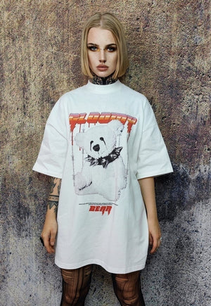 Gothic t-shirt gloomy bear tee bondage print top off white