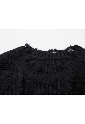 Ripped sweater black knitted distressed gothic punk jumper