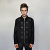 Utility jacket metal rings finish bomber grunge aviator gorpcore varsity zip up rocker coat in black