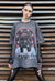 Hip-hop t-shirt rapper tee vintage wash grunge top in grey