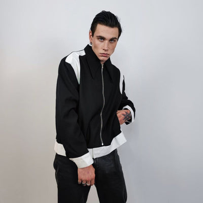 Formal varsity jacket going out bomber color block coat fancy dress jacket utility varsity Gothic coat 90s cyberpunk jacket in black