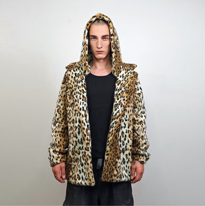 Leopard fleece coat brown animal print trench tie dye cheetah jacket festival overcoat wild cat peacoat rave bomber 90s glam rocker varsity