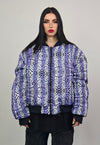 Zebra stripe varsity jacket geometric reversible 4in1 bomber