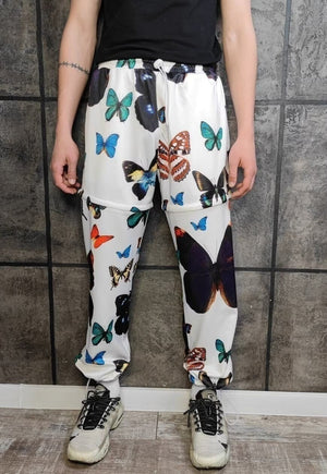 Butterfly joggers detachable handmade shorts rave pants