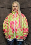 Check fleece jacket handmade reversible tie-dye bomber red