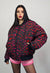 Striped varsity jacket red tie-dye zebra reversible bomber