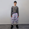 Marshmallow faux fur joggers pastel raver pants fluffy rainbow trousers ski fleece tie-dye overalls festival bottoms burning man pants pink