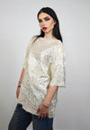 Fluffy party top golden shiny luminous fuzzy rave jumper