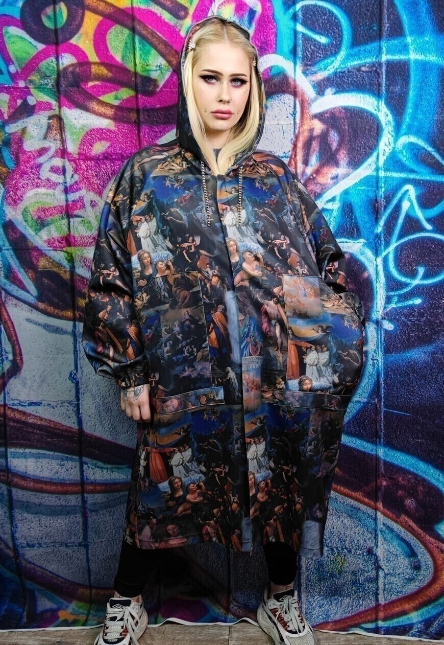 Baroque print jacket handmade religion windbreaker in multi