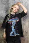 Cyber punk t-shirt grunge tee retro robot top in acid black