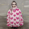 Heart fleece bomber handmade love emoji tracktop jacket pink