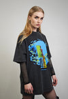 Psychedelic tshirt skeleton tee grunge bone top vintage grey