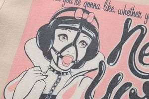 Bondage t-shirt princess print tee retro s&m top in CREAM