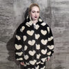 Heart fleece jacket hand made faux fur love bomber in black