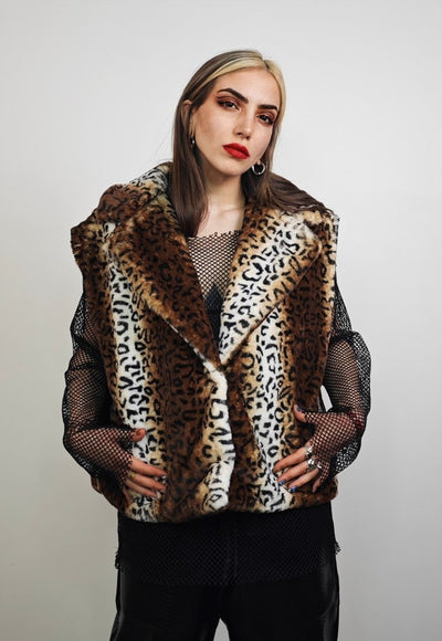 Short leopard trench coat brown cropped animal print jacket