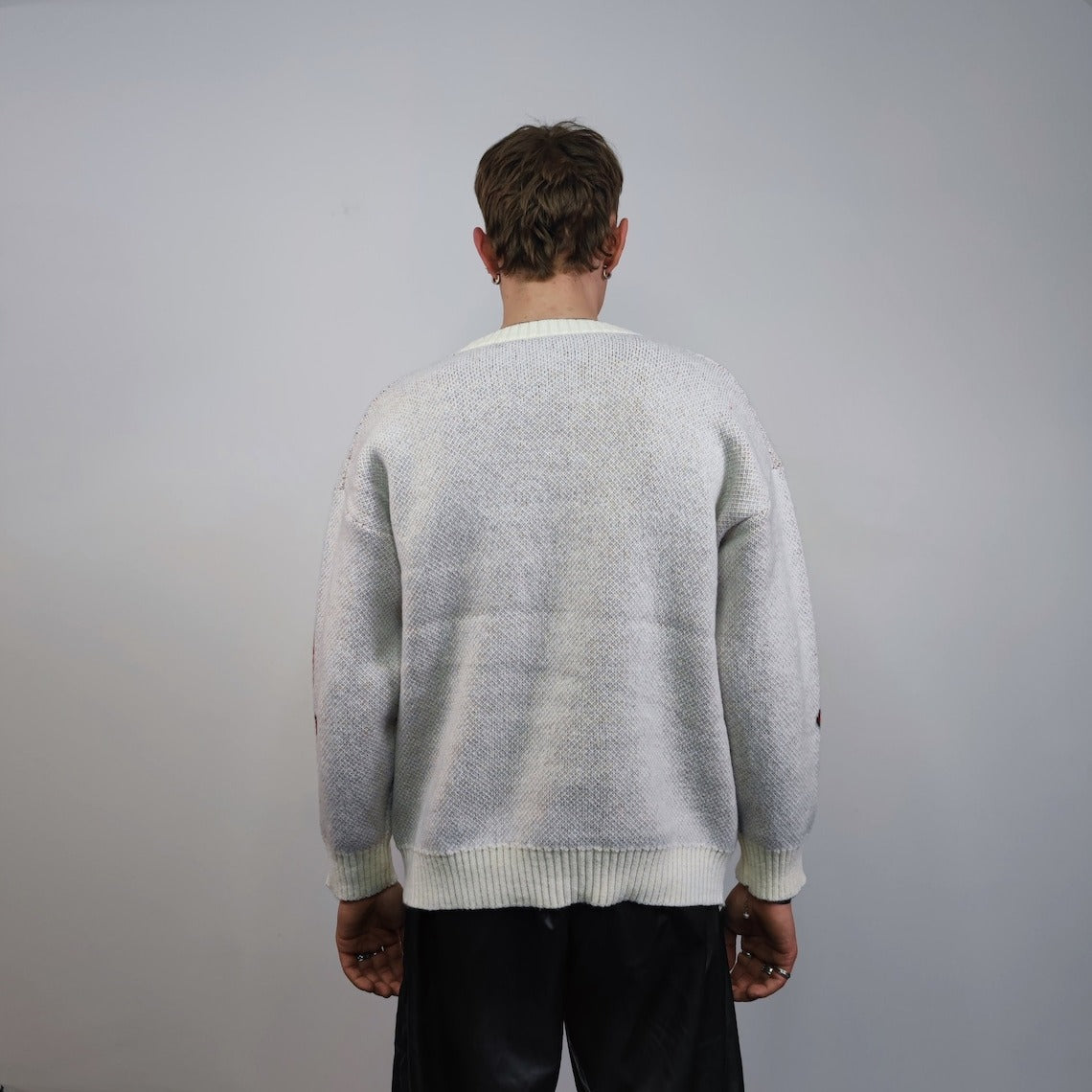 Skeleton sweater knitted bones jumper rib cage knitwear top grunge sweatshirt knit punk rocker pullover in cream red