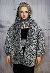 Leopard fleece hooded jacket handmade tie-dye fluffy bomber