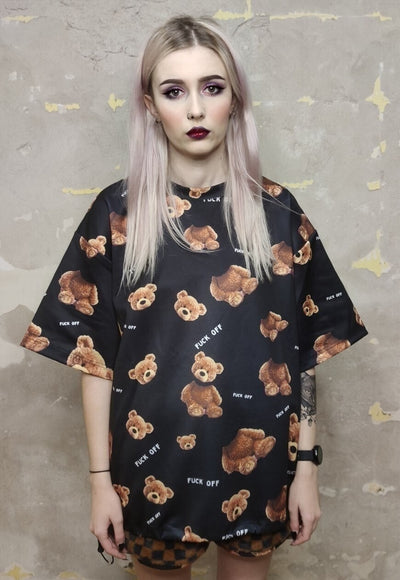 Decapitated teddy tee handmade edgy bear print t-shirt black