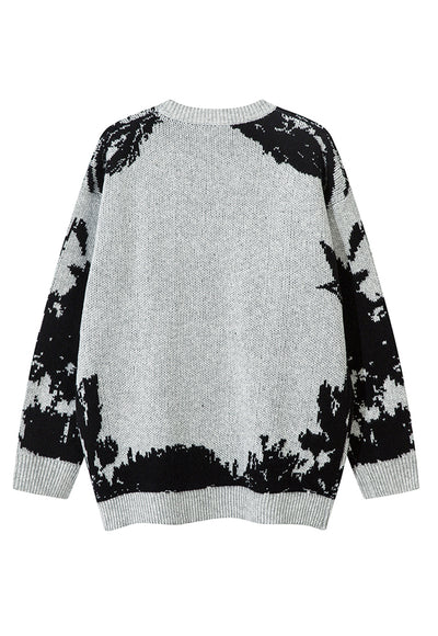 Abstract sweater cream rocker jumper retro knitted top